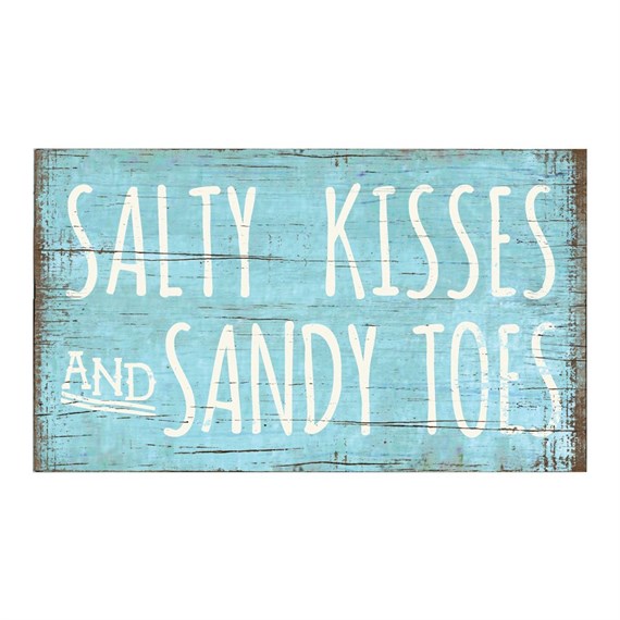 Salty Kisses Sandy Toes Coastal Chic Driftwood Sign