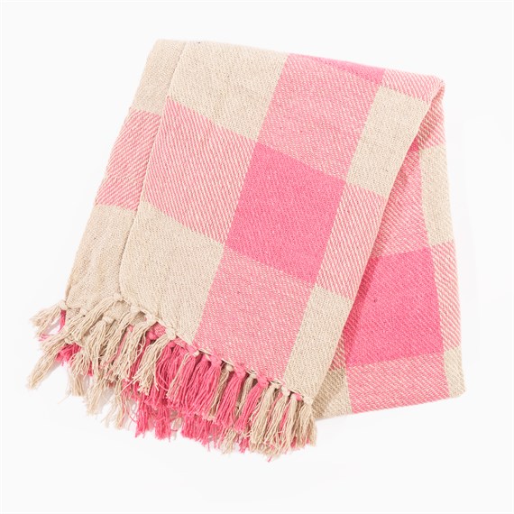Pink Gingham Throw