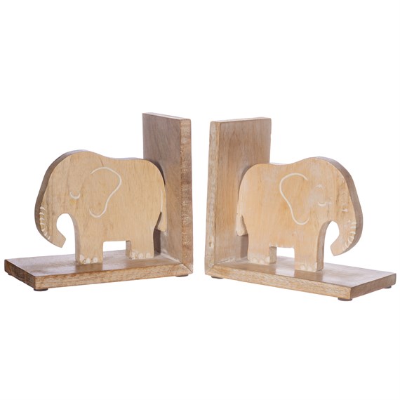 Elephant Wooden Bookends
