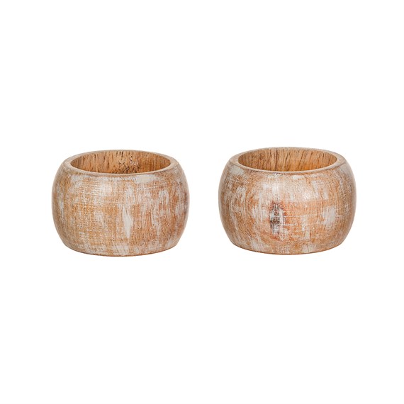 Mango Wood Napkin Rings Set of 2