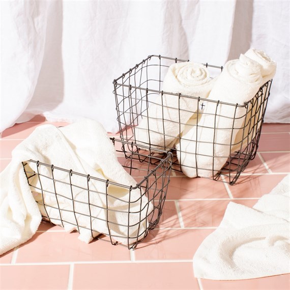 Industrial Wire Baskets Set of 2