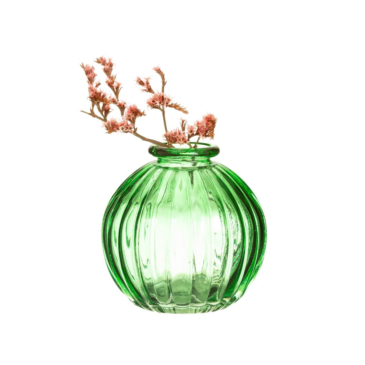 Green Glass Bud Vases Set Of 3