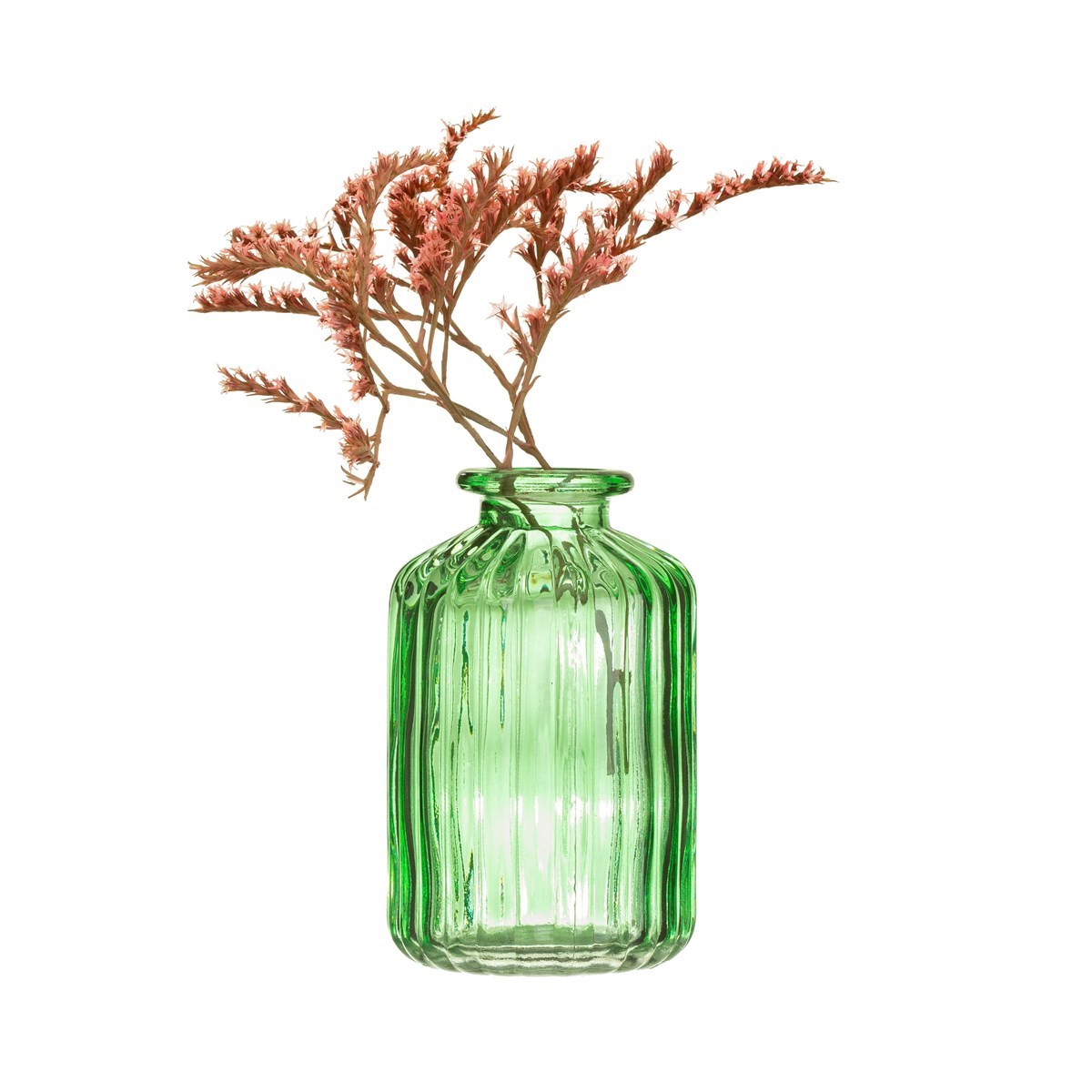 Green Glass Bud Vases Set Of 3