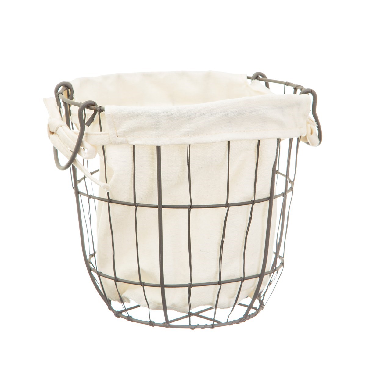 Round Wire Storage Baskets With Lining Set Of 2