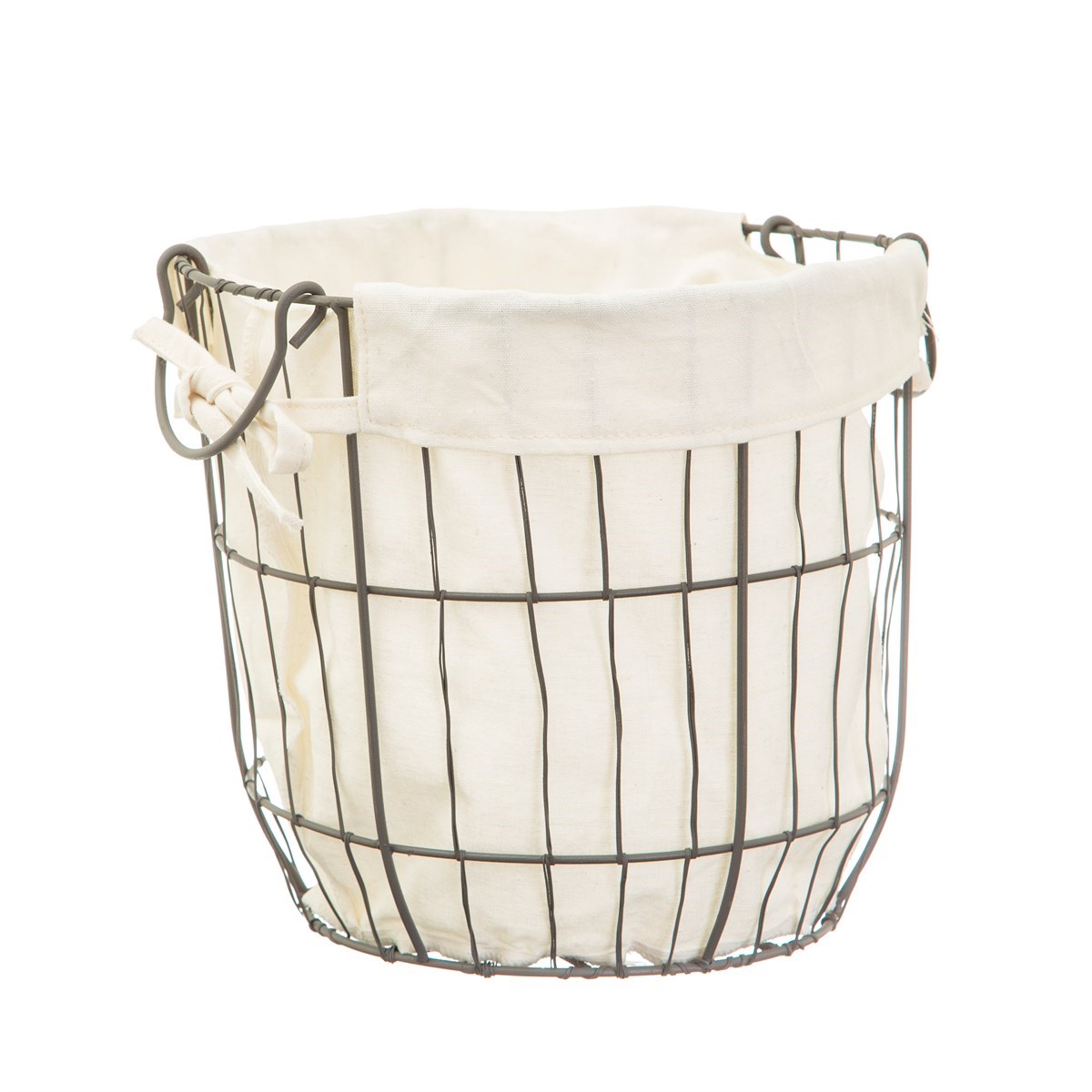Round Wire Storage Baskets With Lining Set Of 2