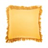 Block Print Fringed Cushion Cover Mustard
