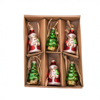 Santa & Trees Mini Shaped Baubles - Set of 6