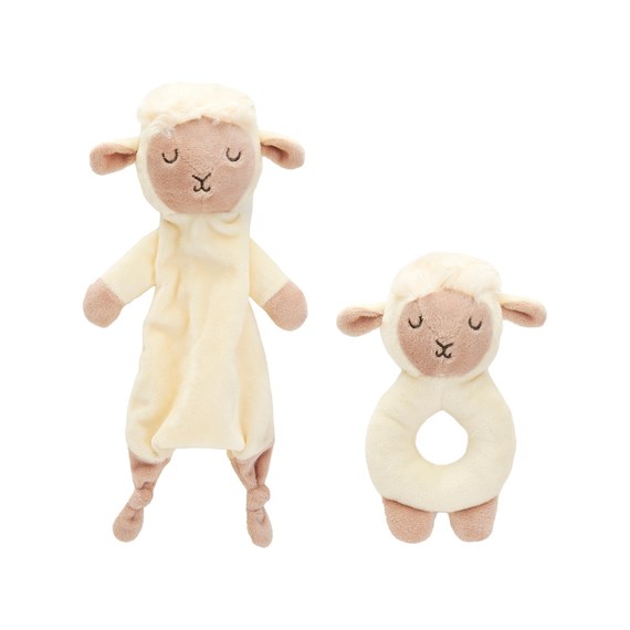 Baa Baa Lamb Comforter And Rattle Set White