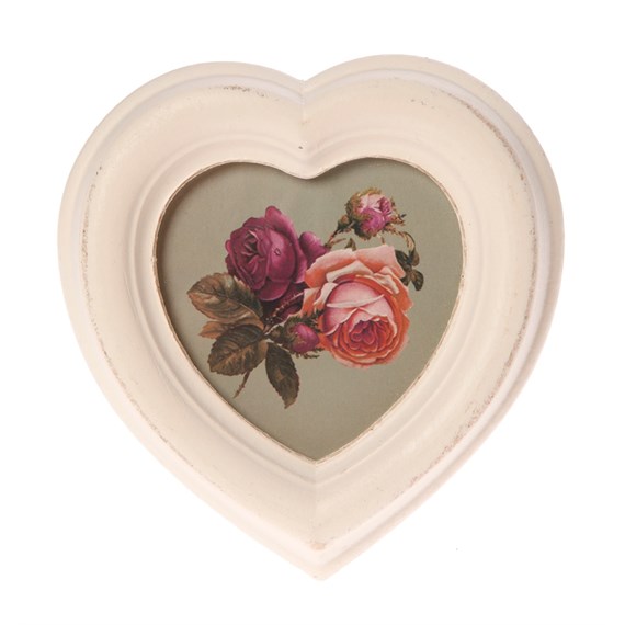 Antique Heart Photo Frame Cream