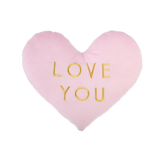 Love You Pastel Pink Heart Decorative Cushion