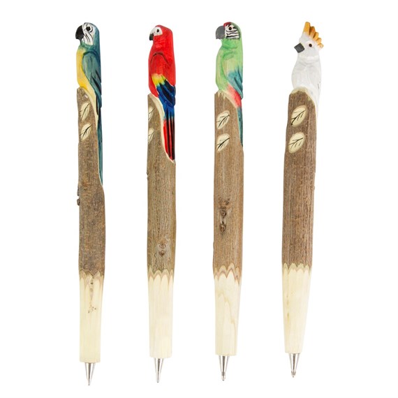 Parrot Paradise Slim Carved Wood Pen  (options available)