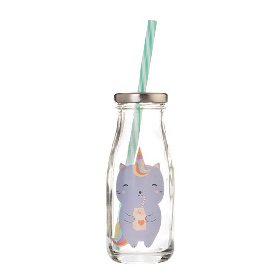 Luna Caticorn Mini Milk Bottle with Straw