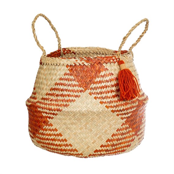 Terracotta Check Basket