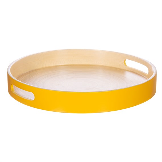 Yellow Round Bamboo Tray