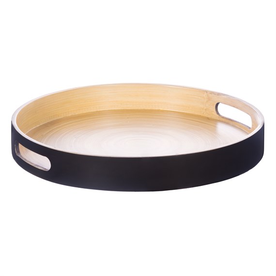 Black Round Bamboo Tray