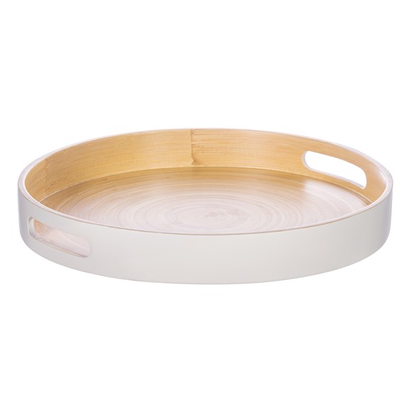 Grey Round Bamboo Tray