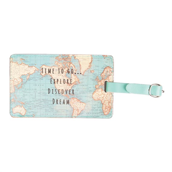 Vintage Map Time to Go Luggage Tag