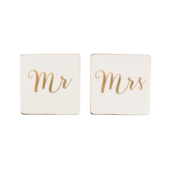 Mr & Mrs Gold Coasters  - Set of 2