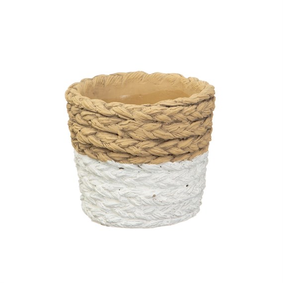 White Dip Cement Basket Planter