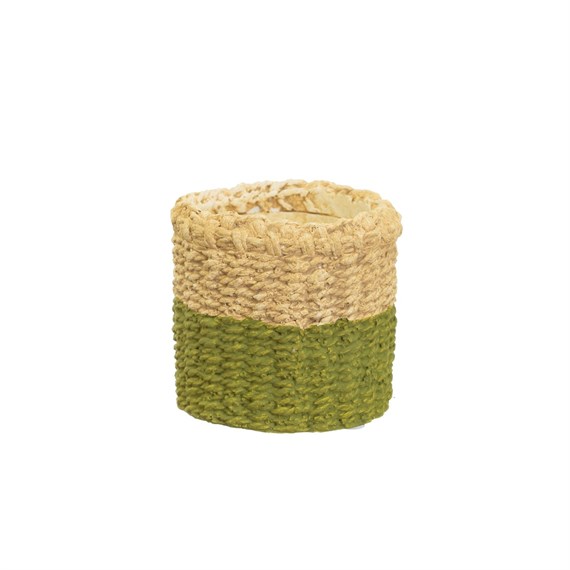 Mini Green Dip Cement Basket Planter