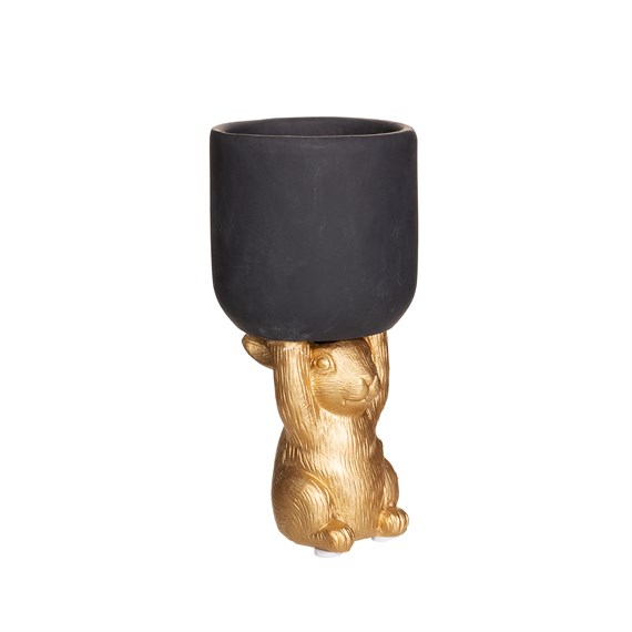 Golden Rabbit Pedestal Planter