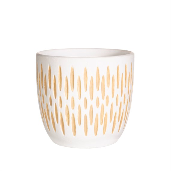 White Sgrafitto Planter