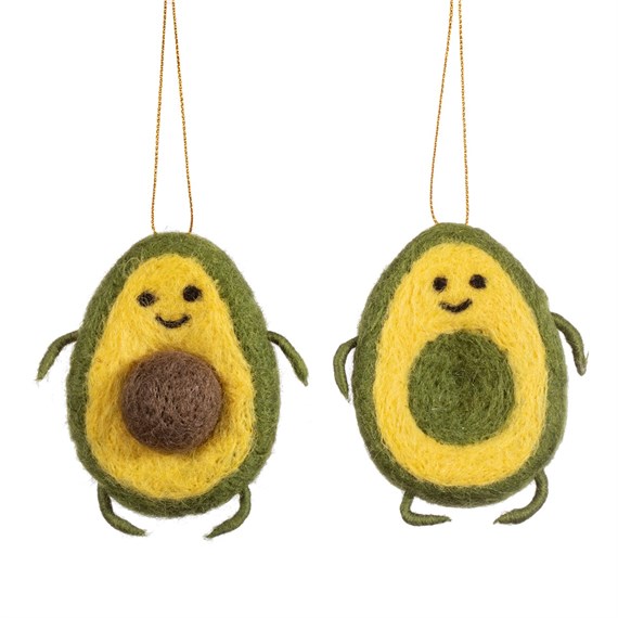 Avocuddle Avocado Felt Hanging Decoration - Set of 2