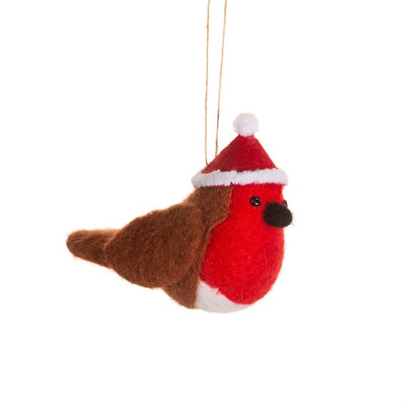 Festive Robin Felt Hanging Decoration