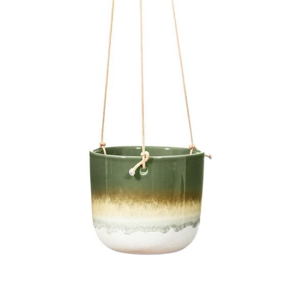 Mojave Glaze Green Hanging Planter