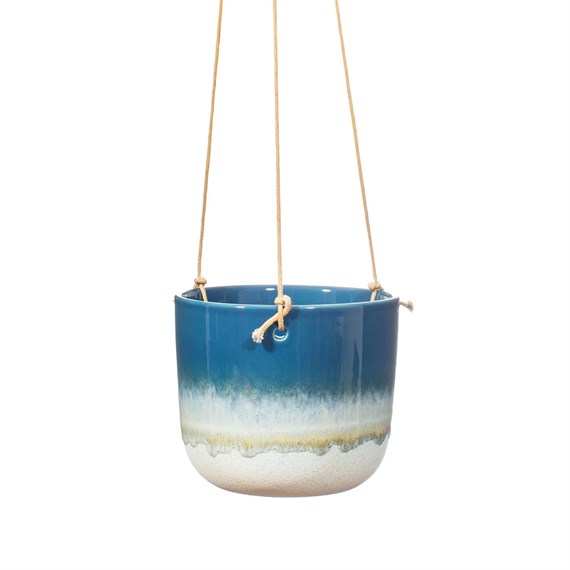 Mojave Glaze Blue Hanging Planter