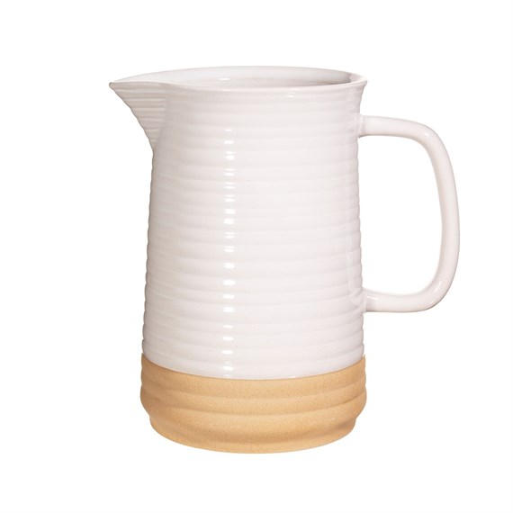 Rustic White Half Glazed Jug