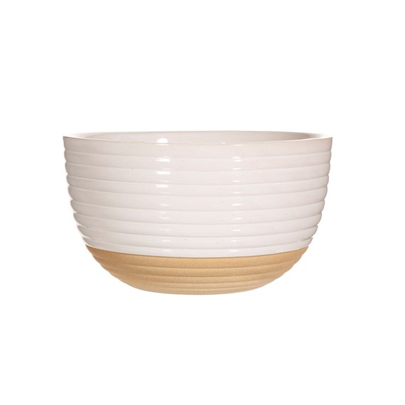 Rustic White Half Glazed Cereal Bowl