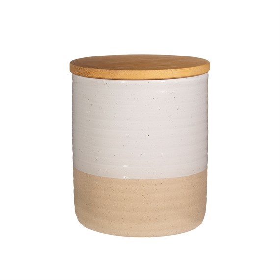 Rustic White Half Glazed Canister