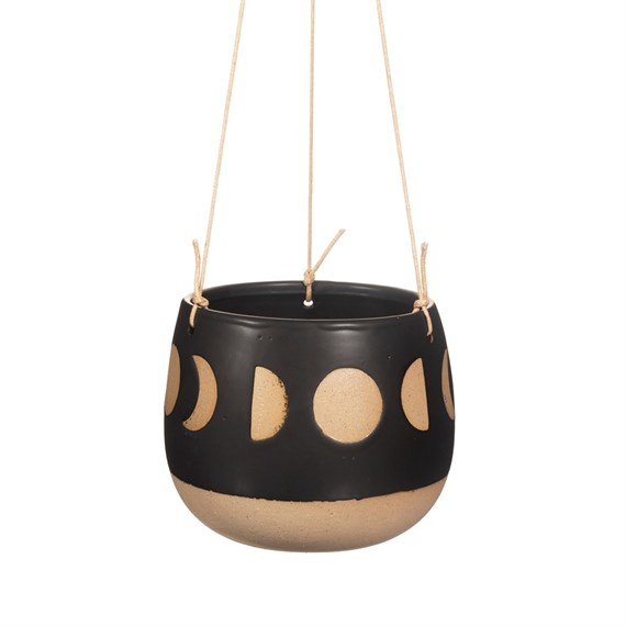 Moon Phases Hanging Planter Black