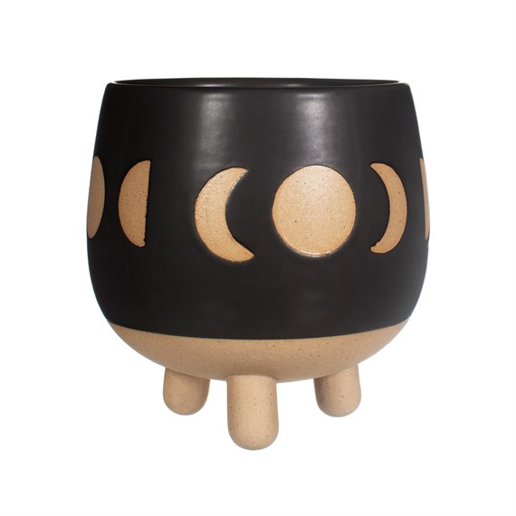 Moon Phases Large Planter Black