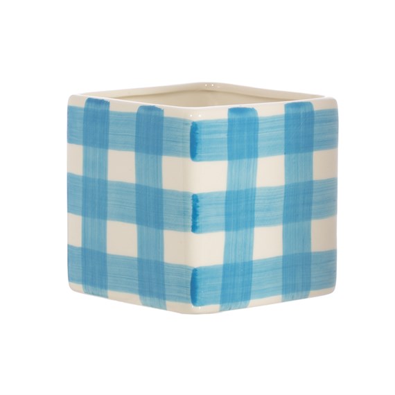 Gingham Planter Blue