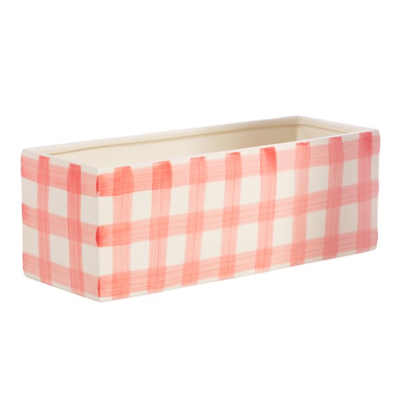 Gingham Trough Planter Pink