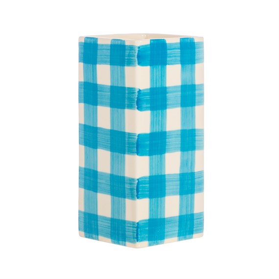 Gingham Vase Blue