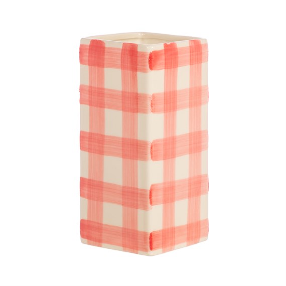 Gingham Vase Pink