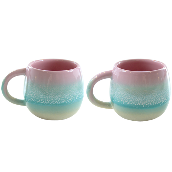 Pastel Ombre Espresso Mugs Pink & Green - Set of 2