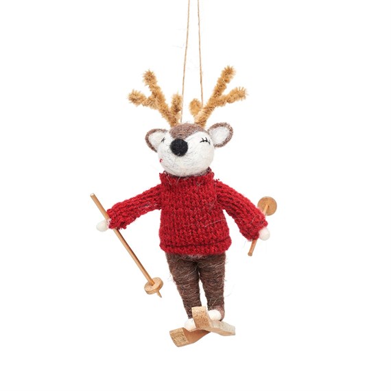 Deer on Skis Felt Decoration