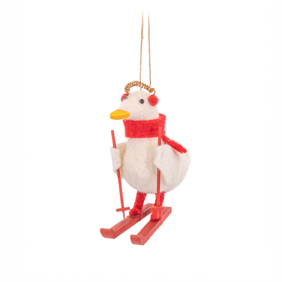 Skiing Goose Felt Decoration