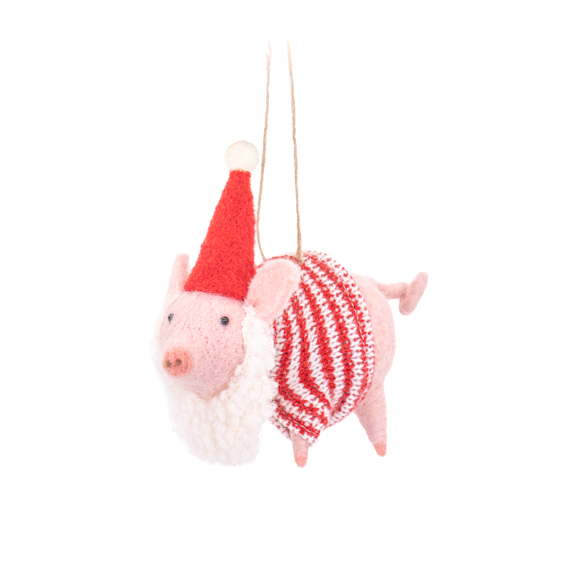 Festive Pig Felt Decoration