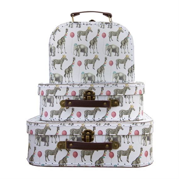 Set of 3 Party Safari Animals Suitcases