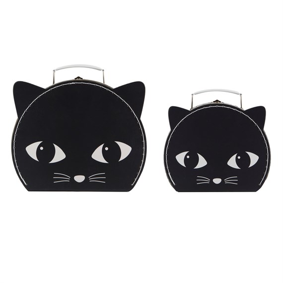 Set of 2 Black Cat Suitcases