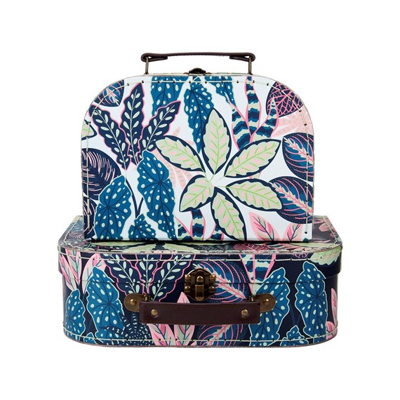 Variegated Leaves Suitcases - Set of 2