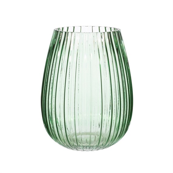 Fluted Glass Vase Green