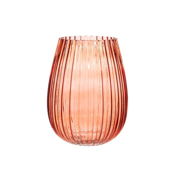 Fluted Glass Vase Amber