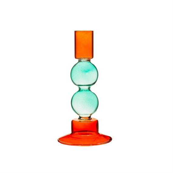 Turquoise & Red Two Tone Bubble Candle Holder