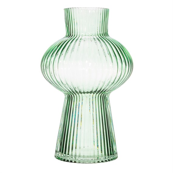 Shapely Fluted Glass Vase Green
